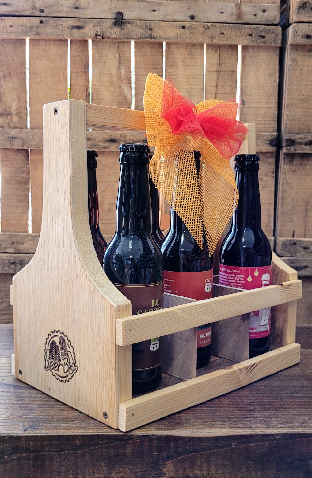 Porta birre da 6 in legno
