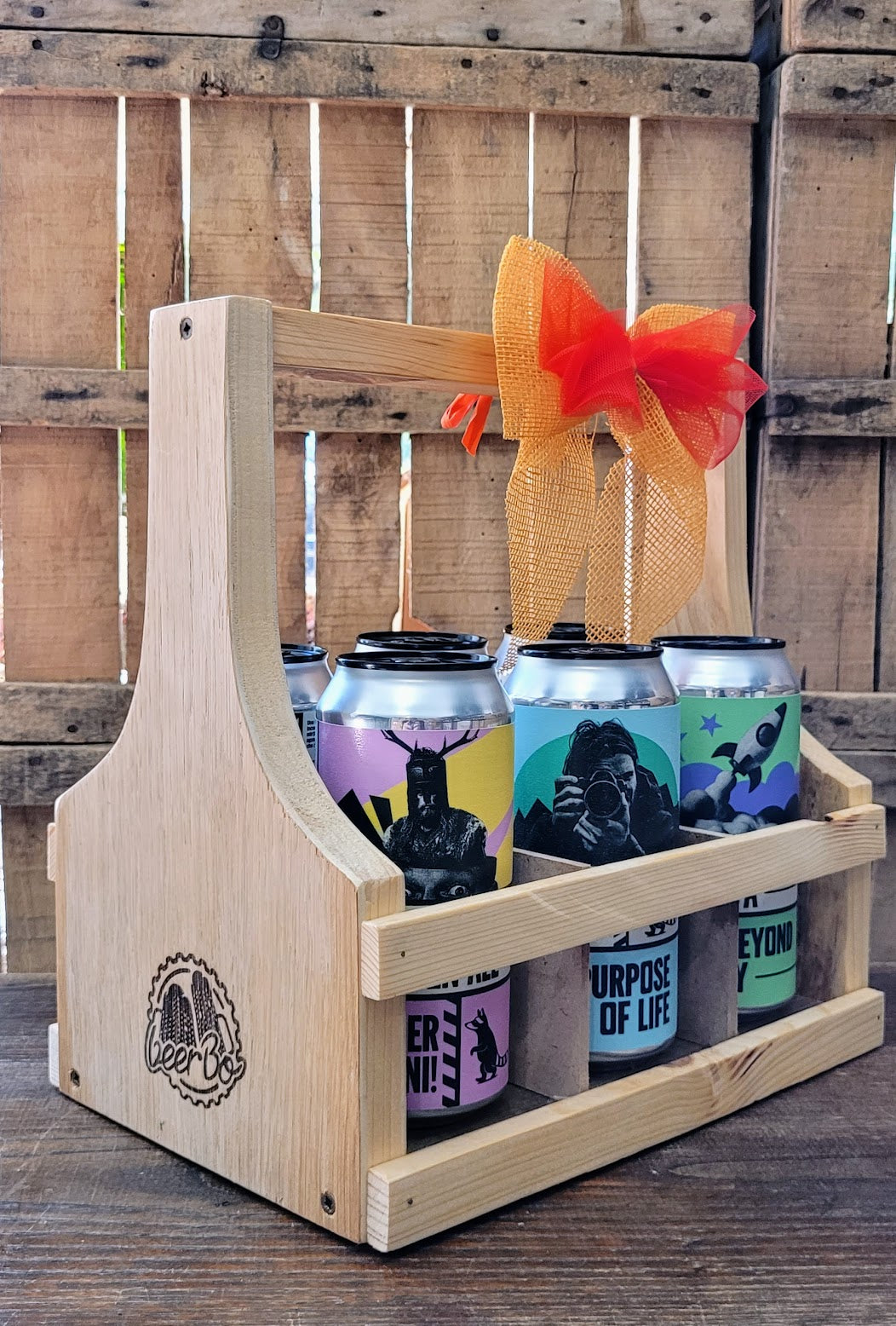 Porta birre da 6 in legno